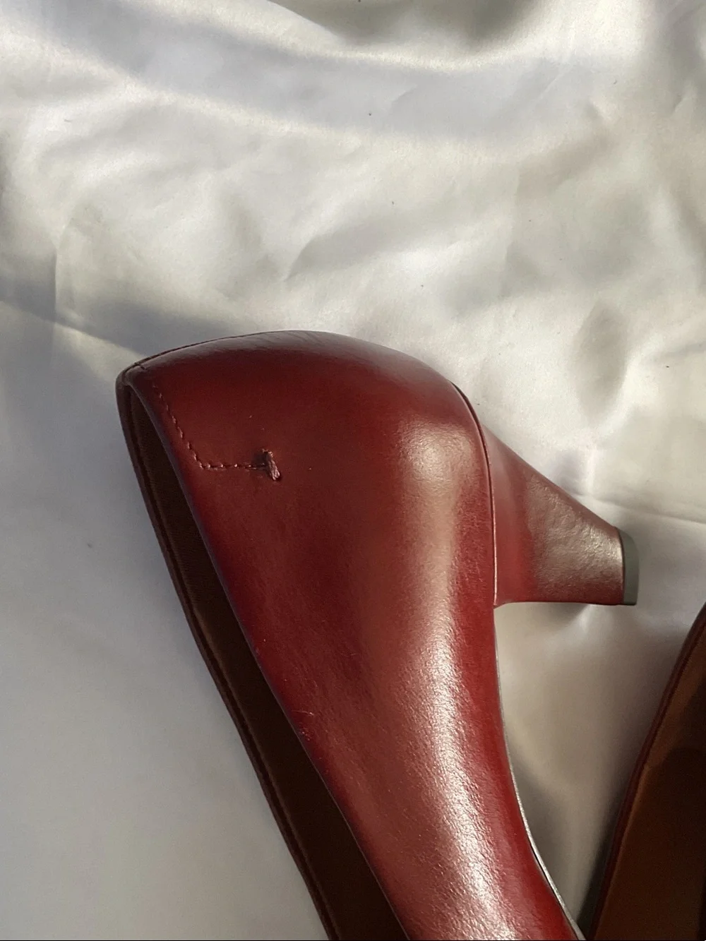 Franco Sarto Burgundy Pointed-Toe Leather Flats